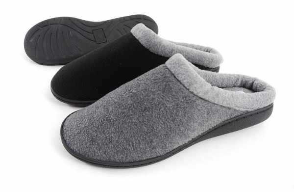 Viva Herren - Hauspantolette  Fleece Memory foam Innensohle TPR Sohle grau/schwarz  40 -45